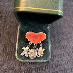 Heart Brooch with Charms